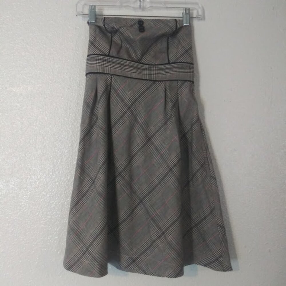Guess Jeans women's size 3 navy blue multicolored plaid strapless dress